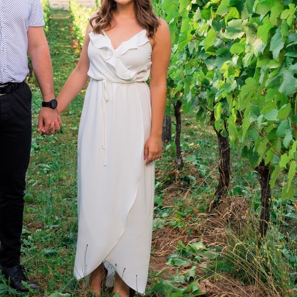 Everly Dresses & Skirts - Everly White Ruffle Wrap Maxi Dress